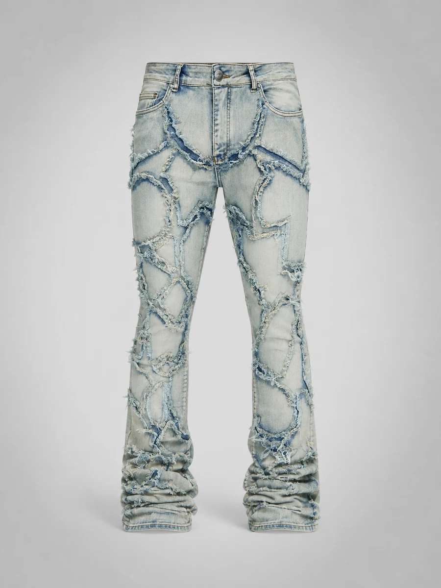 Fray All Ways Stacked Skinny Flare Jeans - Celeste