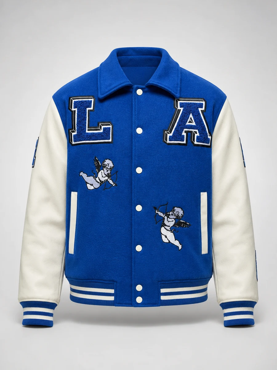 LA Patchwork Varsity Jacket - Azul Royal/Combinado