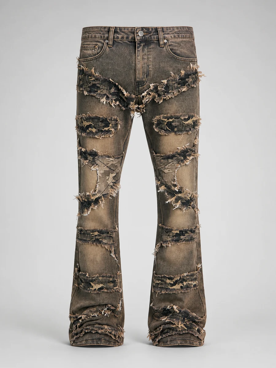 Stacked Skinny Flare With Camo Hit Jean - Gris