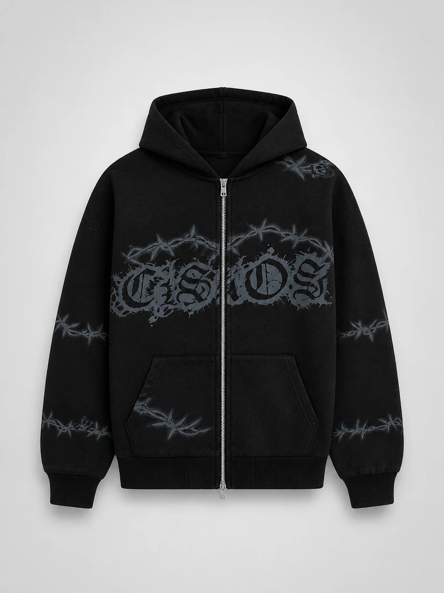 Tyson Chaos Oversized Zip Hoodie - Negro