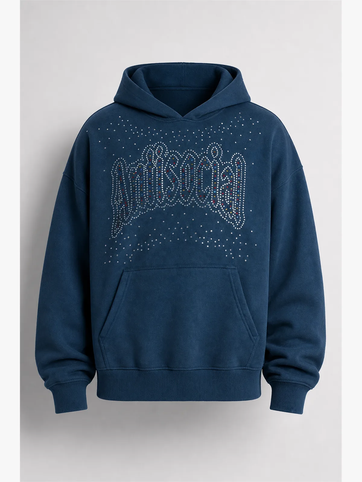 Antisocial Rhinestone Pearl Oversized Hoodie - Azul Marino