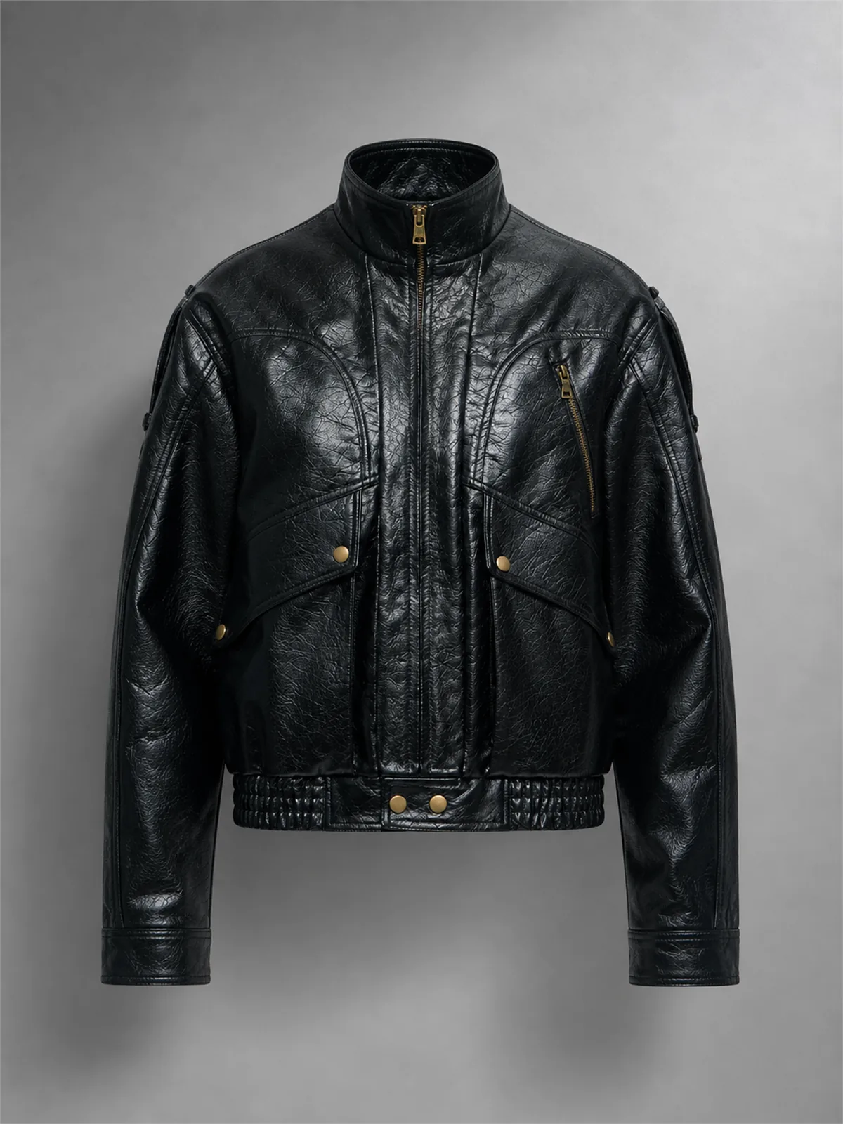 Cropped Elevated Moto Faux Leather Jacket - Negro