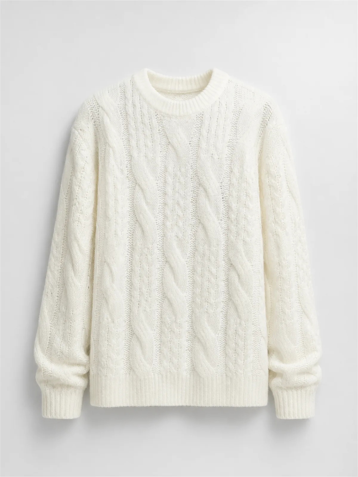 Day To Day Cable Knit Crewneck Sweater - Hueso