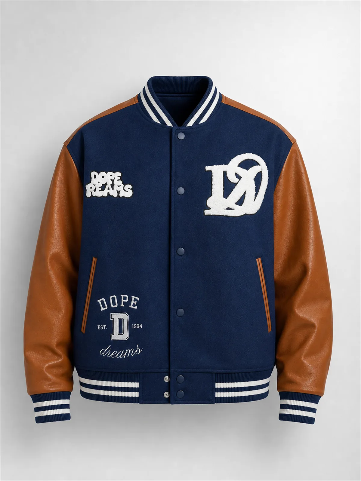Dope Dreams Varsity Jacket - Azul Marino Combinado
