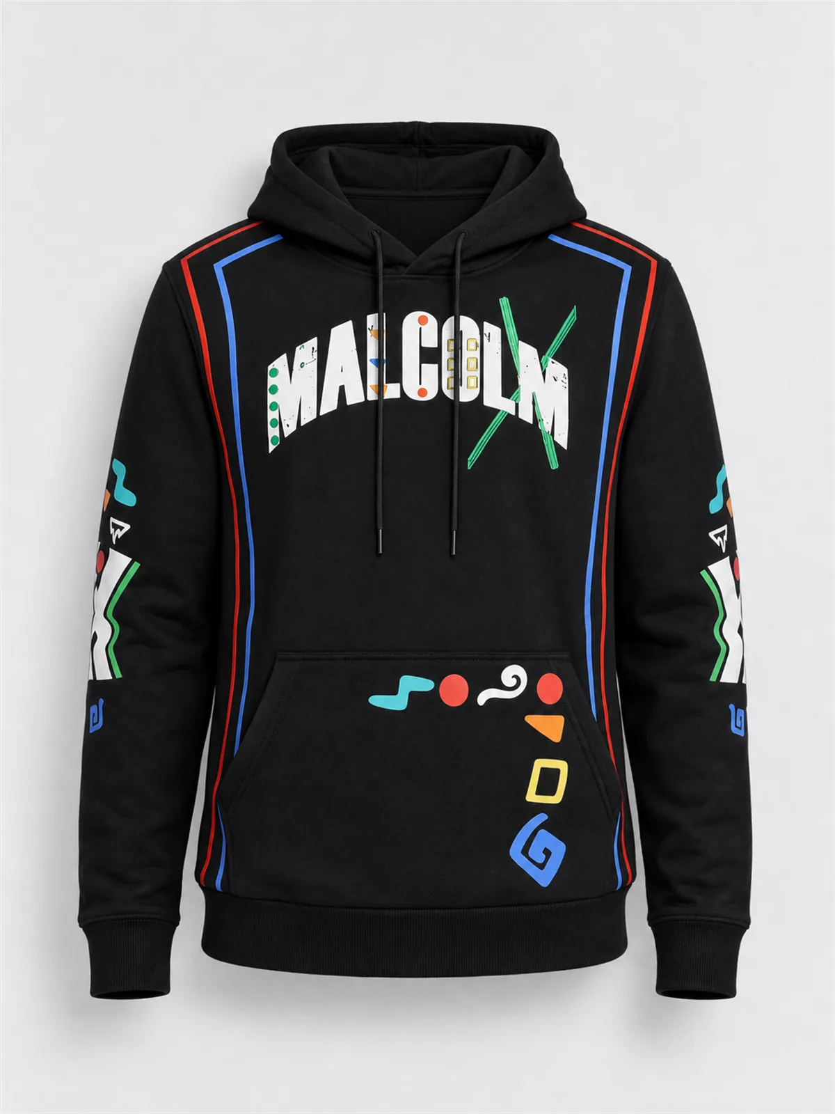 Malcom X Embroidered Hoodie - Negro
