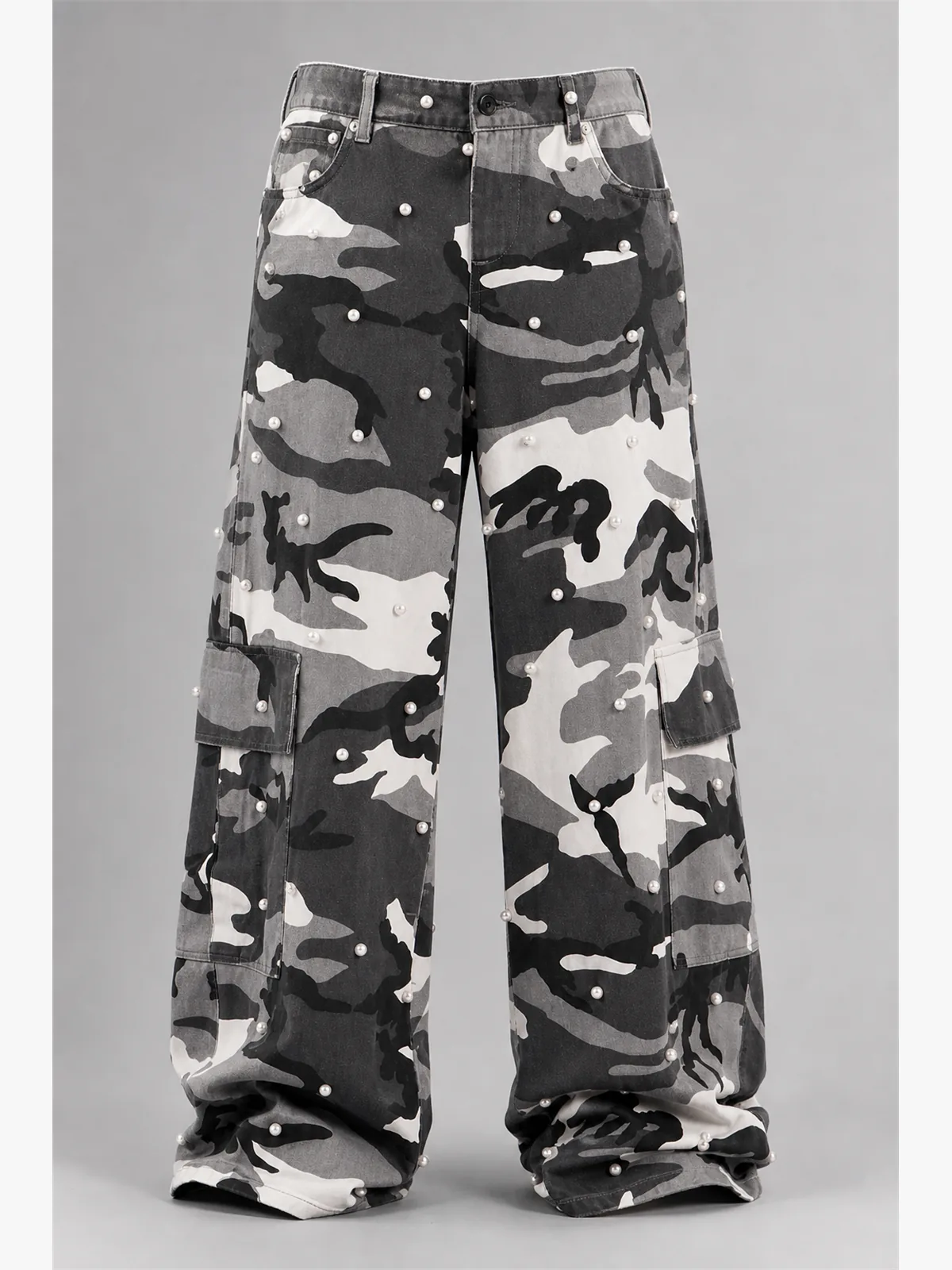 Pearl Wildin Camo Cargo Baggy Pants - Negro